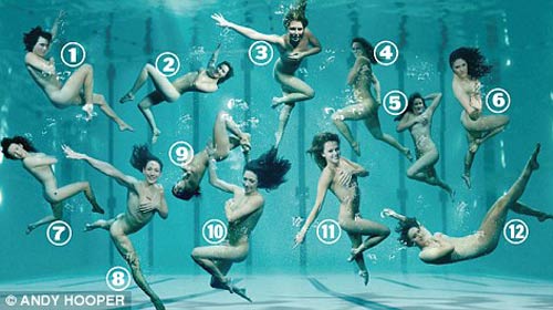   12 nữ vận động viên Olympic cởi áo chụp ảnh nude hướng tới Olympic Luân Đôn 2012 Họ đều tới từ Anh và từng tham gia các cuộc thi bơi lội nổi tiếng, thậm chí có người còn từng tham gia cuộc thi bơi trong Paralympic (cuộc thi dành cho người khuyết tật). Bộ ảnh có chủ đề “Giấc mơ Olympic của những cô gái Anh”.